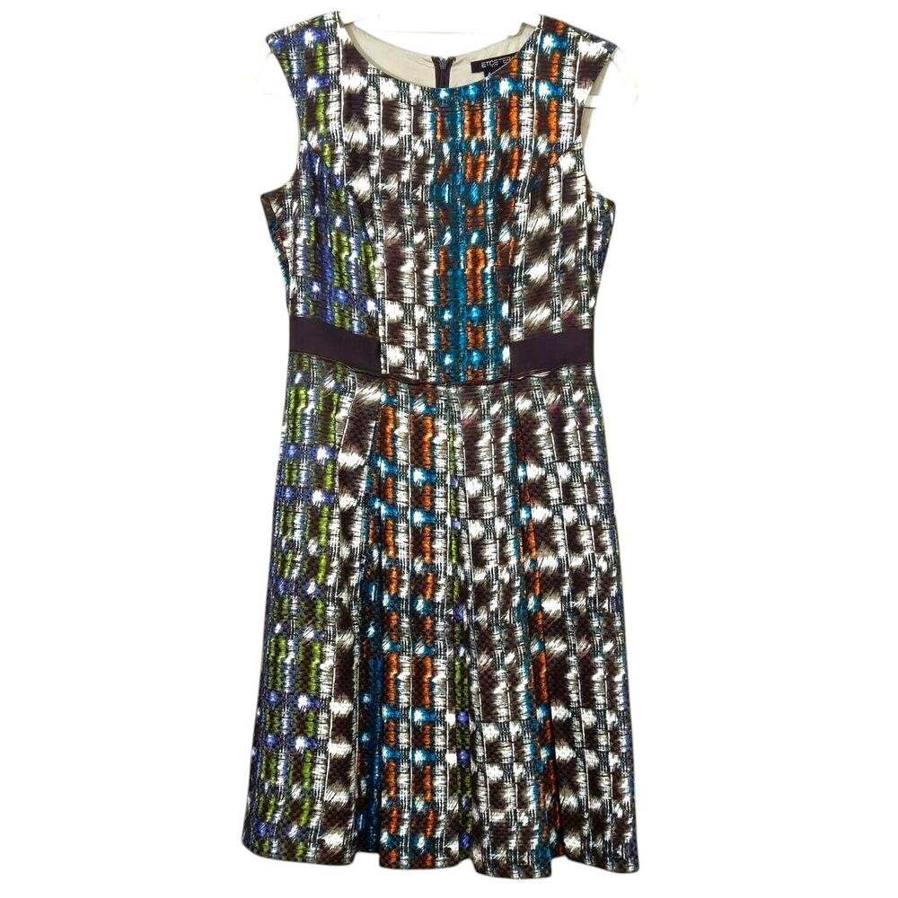 Etcetera Abstract Print Dress Silk Wool Size 4 Tailored Artsy Modern